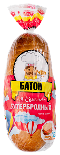 Батон ИХЗ Нарезной от Семеныча бутербродный 380гр уп