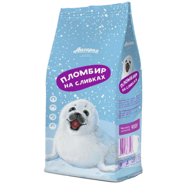 Мороженое АНГАРИЯ Пломбир на сливках без змж 900гр