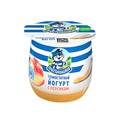 Йогурт ПРОСТОКВАШИНО термостатный с персиком 3,4% без змж 160гр