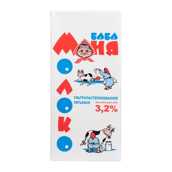 Молоко БАБА МАНЯ ультрапастеризованное 3,2% без змж 1л т/п
