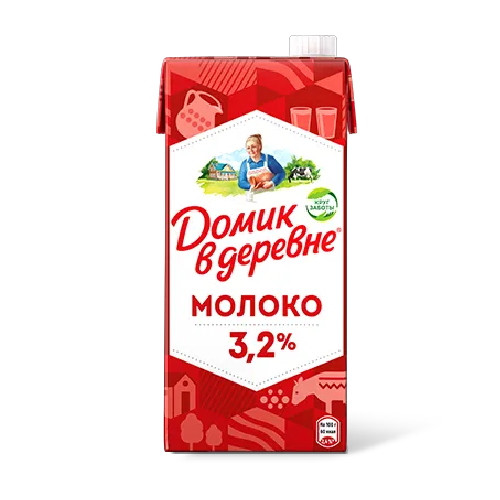 Молоко ДОМИК В ДЕРЕВНЕ ультрапастеризованнное 3,2% без змж 950мл т/п