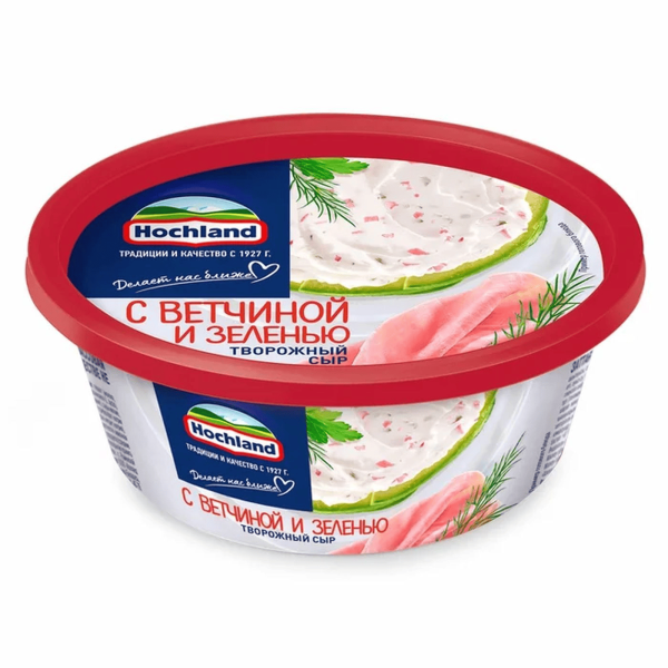 Сыр творожный ХОХЛАНД с ветчиной и зеленью без змж 140гр
