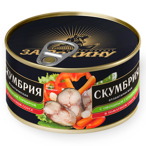 Скумбрия ЗА РОДИНУ с овощным гарниром 185 гр ж/б с ключем