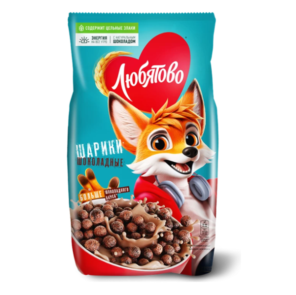 Завтрак ЛЮБЯТОВО готовый Шарики шоколадные 200гр м/у