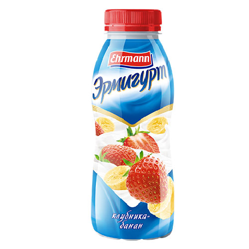 Йогурт ЭРМИГУРТ питьевой клубника-банан 1,2% без змж 420гр