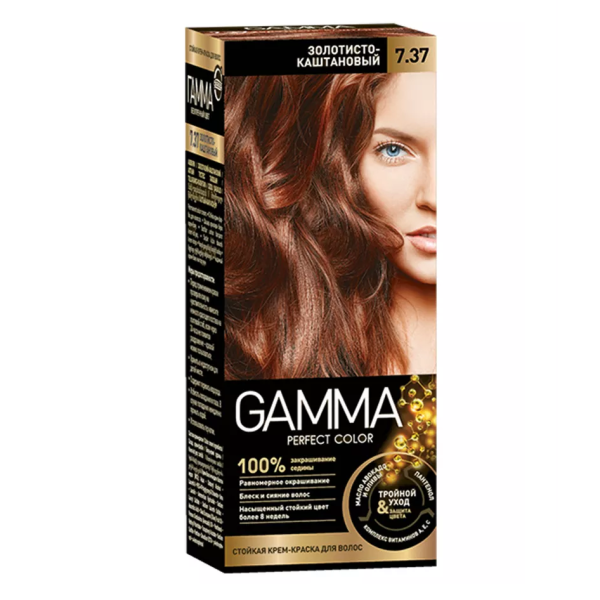 Краска д/волос ГАММА ПЕРФЕКТ КОЛОР тон 7.37 Золотисто-каштановый в компл. с окисл. кремом 50 мл