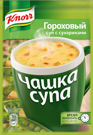 Суп КНОРР Чашка супа гороховый с сухариками 21гр