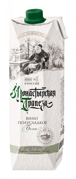 Вино МОНАСТЫРСКАЯ ТРАПЕЗА белое п/сл. т/пак 1л 10-12%