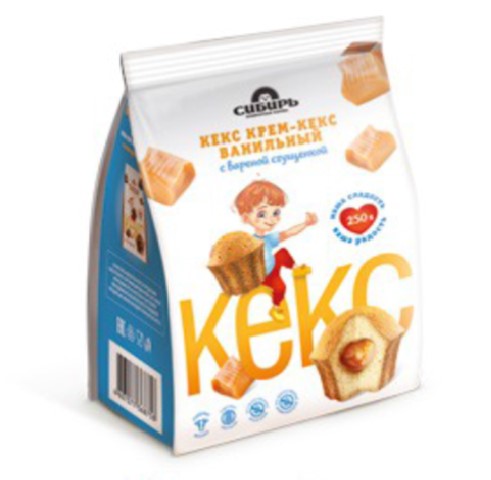 Крем-кекс КФ СИБИРЬ ванильный с вареной сгущенкой 250 гр