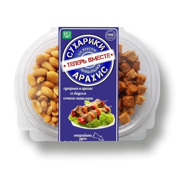 Комбо ТЕПЕРЬ ВМЕСТЕ сухарики и арахис со вкусом сёмги 100 гр