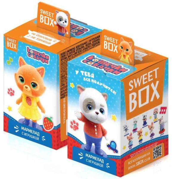 Мармелад КОНФИТРЕЙД Свитбокс кошечки-собачки с игрушкой в коробочке 10 гр