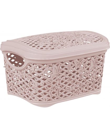 Корзинка для хранения КИПЛЕКС ФИОРИ с крышкой 3,3 л., 24,2 х 18 х 14 см., цв. белое облако, арт. KL401211048, Пластик Репаблик