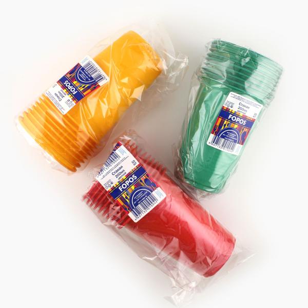 Набор пластиковых стаканов 200 мл., 10 шт