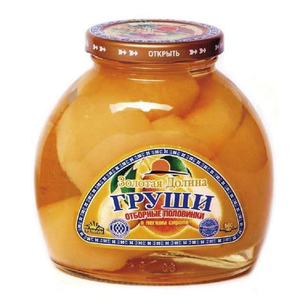 Компот ЗОЛОТАЯ ДОЛИНА из груши половинки 580 гр ст/б