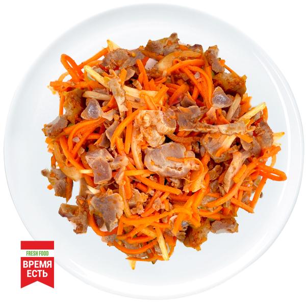 Закуска корейская из куриных желудков с овощами 150 гр