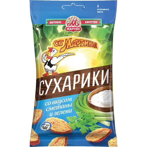 Сухарики ОТ МАРТИНА со вкусом сметаны и зелени 60гр