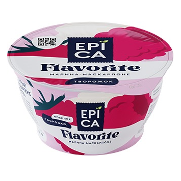 Десерт творожный ЭПИКА ФЛЭЙВОРИТ с малиной и маскарпоне 7,7% без змж 130гр