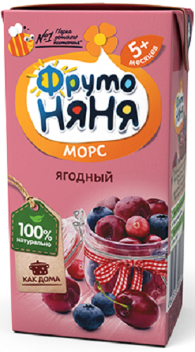 Морс ФРУТОНЯНЯ из клюквы,черники, вишня 200мл