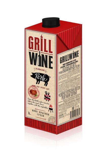 Вино ГРИЛЬВАЙН ординарн., красное сух. т/пак 1л 9%