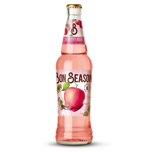 Сидр фруктовый БОН СЕЗОН розе полусухой 5,7% 0,4 л ст/б