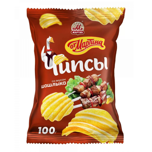 Чипсы рифленные ОТ МАРТИНА со вкусом шашлыка 100 гр