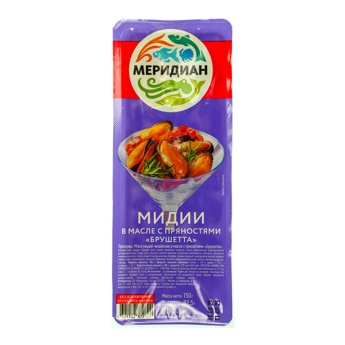 Мидии МЕРИДИАН с пряностями брушетта 150 гр
