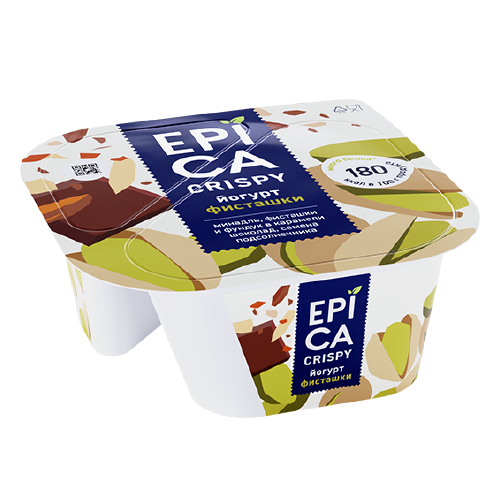 Йогурт ЭПИКА криспи с фисташкми 10,5% без змж 140гр