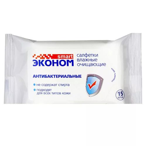 Салфетки влажные ЭКОНОМ Смарт антибактериальные №15