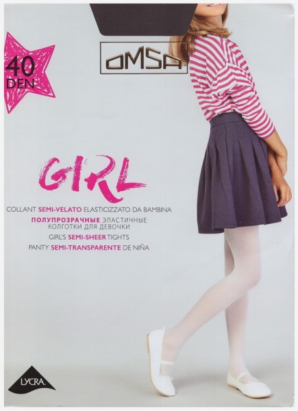 Колготки ОМСА Герл детские 40 ден, цв. черный, 9-12 лет