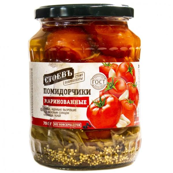 Томаты СТОЕВЪ маринованные 700 гр ст/б