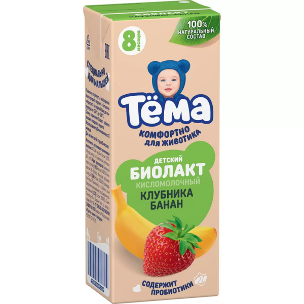 Биолакт ТЁМА клубника-банан 3% без змж 206гр