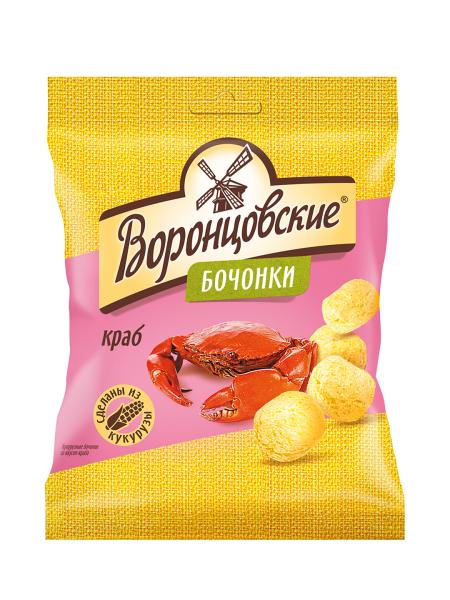 Кукурузные бочонки ВОРОНЦОВСКИЕ со вкусом краба 90 гр