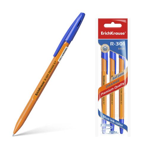 Ручка шариковая ОРАНЖ СТИК 0,7, синяя арт. 43194