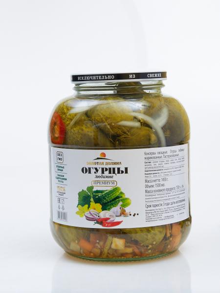 Огурцы ЗОЛОТАЯ ДОЛИНА любимые маринов 1,500 гр   ст/б