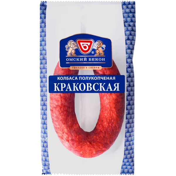 Колбаса ОМСКИЙ БЕКОН Краковская ГОСТ п/к в/у 380гр