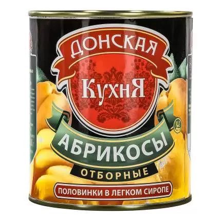 Компот ДОНСКАЯ КУХНЯ из абрикоса половинки 850 гр ж/б