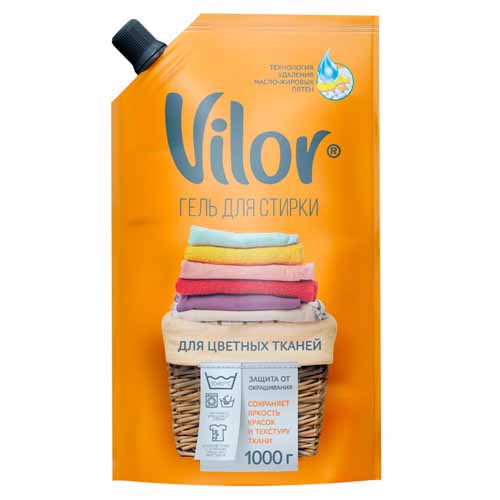 Средство для стирки жидкое ВИЛОР цветных тканей 1л