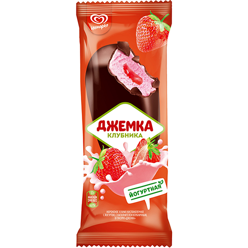Мороженое ДЖЕМКА клубника без змж 57гр эскимо