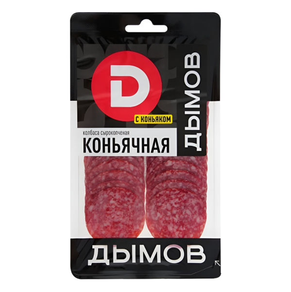 Колбаса ДЫМОВ Коньячная с/к , 90гр нарезка