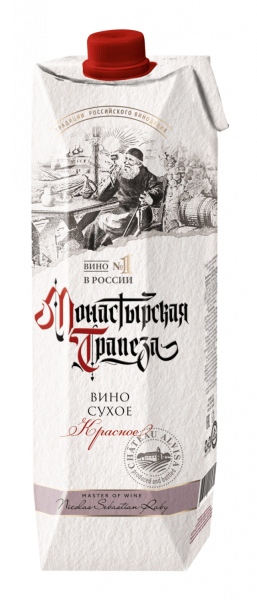 Вино МОНАСТЫРСКАЯ ТРАПЕЗА красное сух. т/пак 1,0л 10-12%