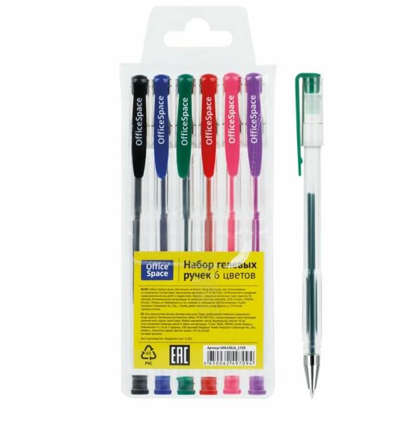 Набор гелевых ручек ОФФИССПЕЙС 6 цв., арт. 1709, КЛ