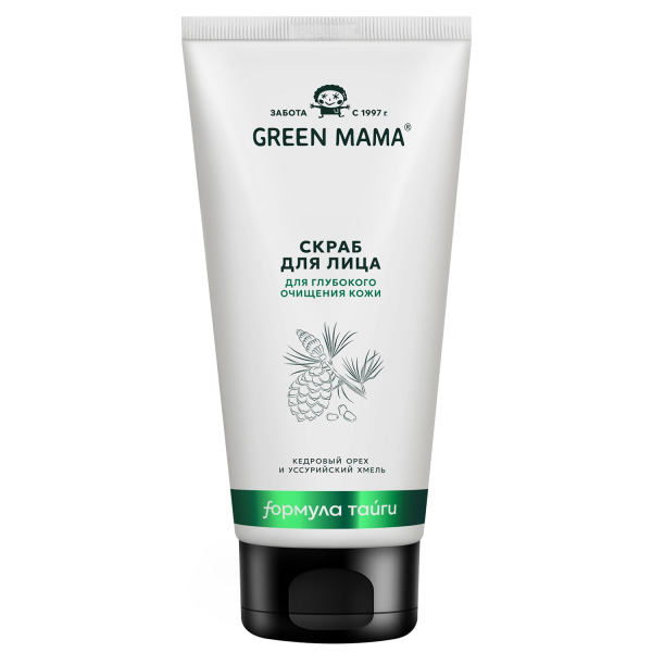 Скраб Green Mama для лица "Кедровый орех и уссурийский хмель", 170 мл