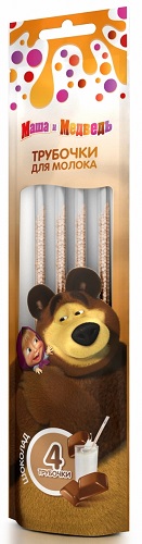 Трубочка для молока МАША И МЕДВЕДЬ шоколад 14гр