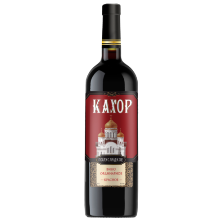 Вино КАХОР ординарное сладкое красное 0,75л 12%