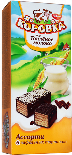 Тортики вафельные Коровка ассорти РОТ ФРОНТ Топленое молоко 200гр