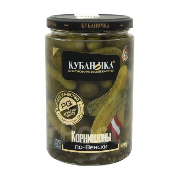 Корнишоны КУБАНОЧКА 1-3 см 680 гр ст/б