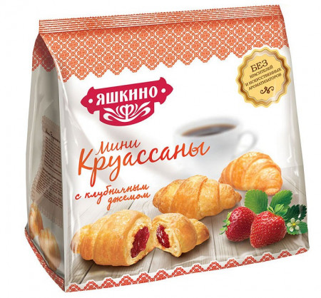 Мини-круассаны ЯШКИНО с клубничным джемом 180гр ЯК100