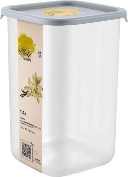 Банка для сыпучих продуктов ВАНИЛЛА квадратная 1,2 л., гибкая крышка, цв. трюфель, арт. SE168510025, Пластик Репаблик