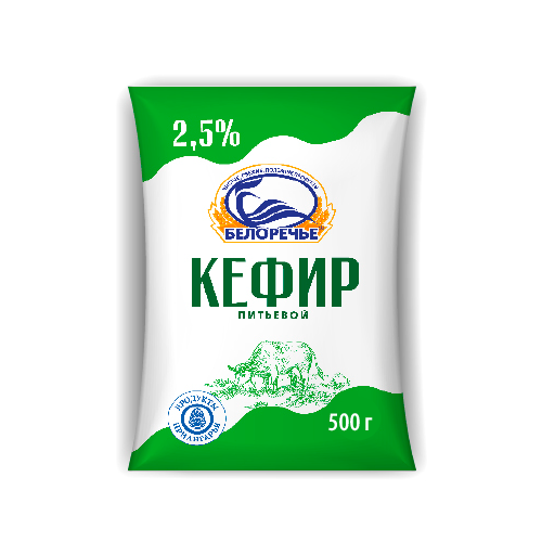 Кефир БЕЛОРЕЧЬЕ 2,5% без змж 500мл т/п