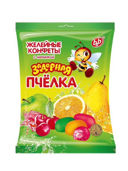 Конфеты БИ-ЭНД-БИ Задорная пчелка желе с мягк.фруктовой начинкой 250 гр